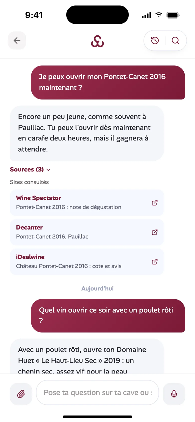 Le sommelier IA qui répond à partir de ta cave