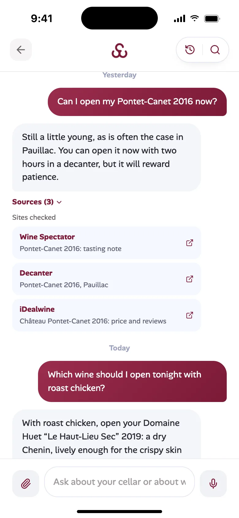 The AI sommelier answering from your cellar