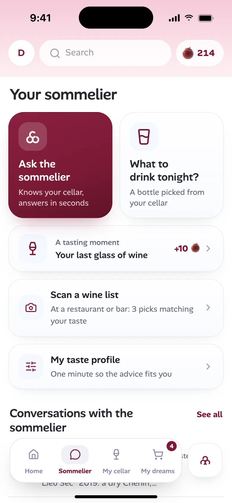 The sommelier: your taste and your conversations