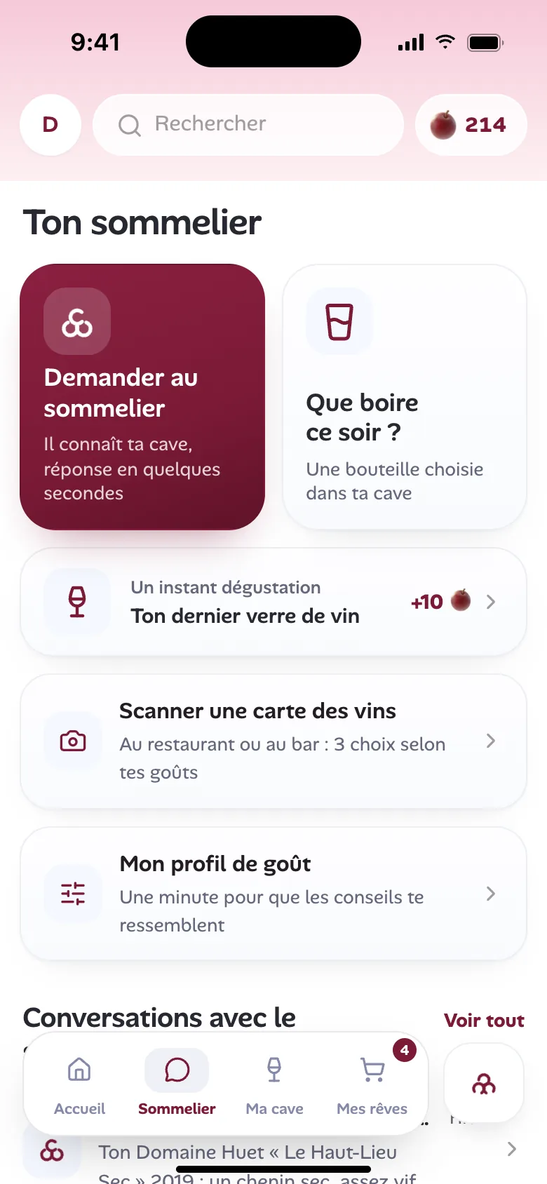 Le sommelier : tes goûts et tes conversations
